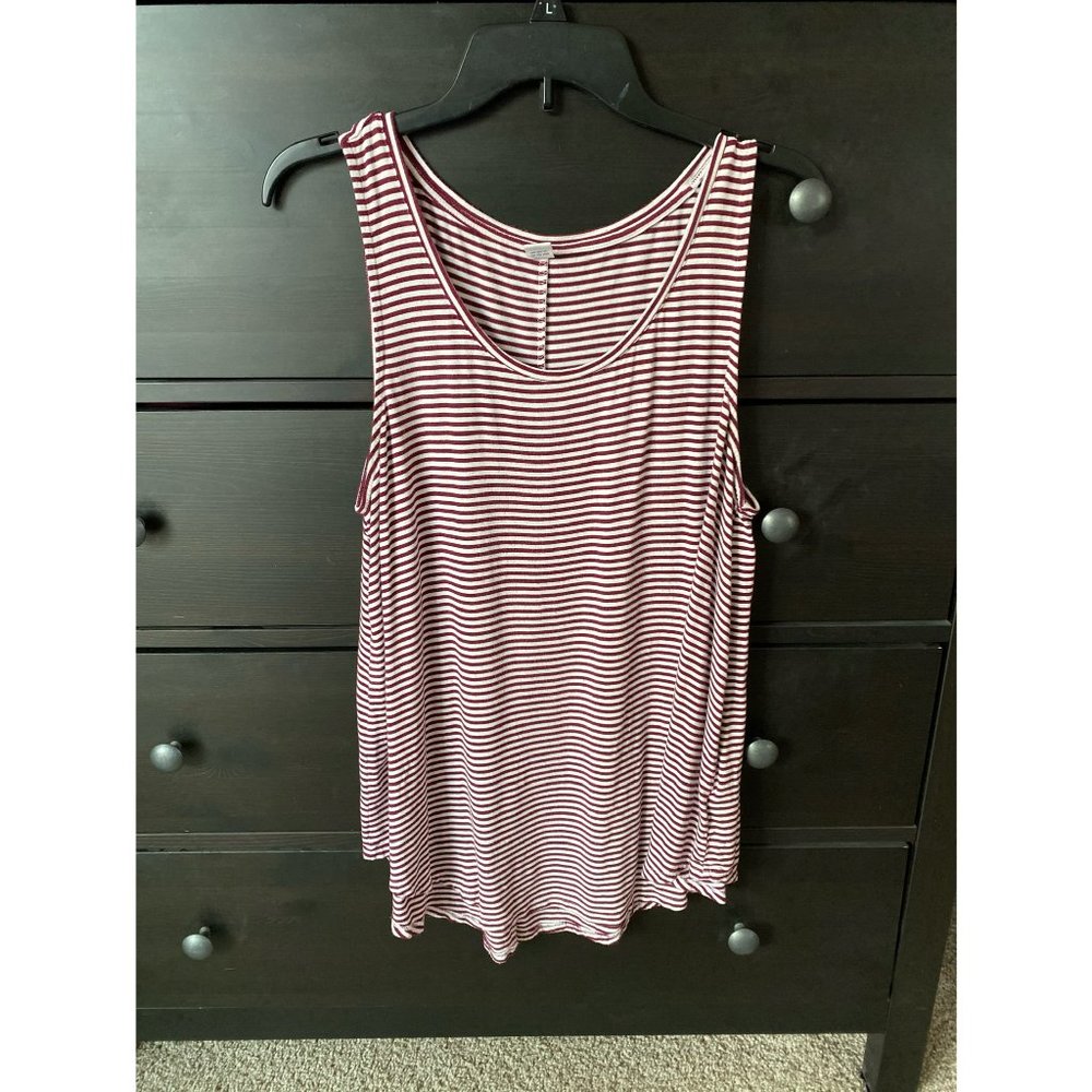 Maroon and White Striped Tank